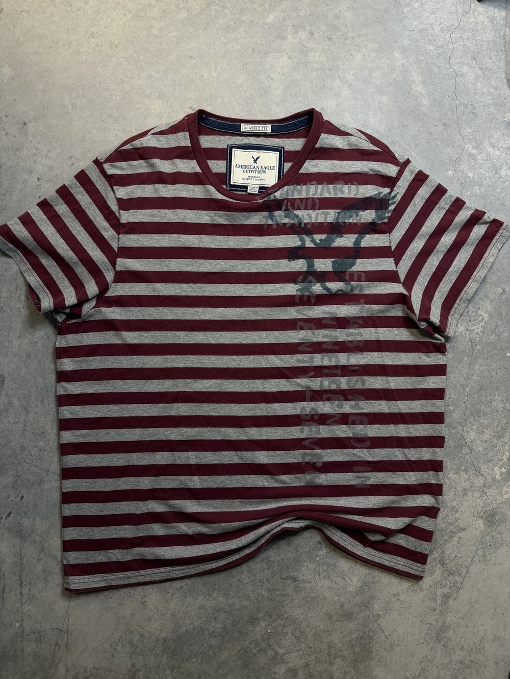 American Eagle Classic Fit Striped Graphic Tee